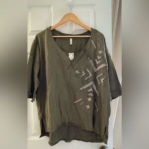 NWT FP Movement / Khaki Embroidered Women's Tunic / S